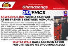 AT HIS FATHER'S ONE WEEK MEMORIAL, AKWABOAH JNR. WORE A SAD FACE.
